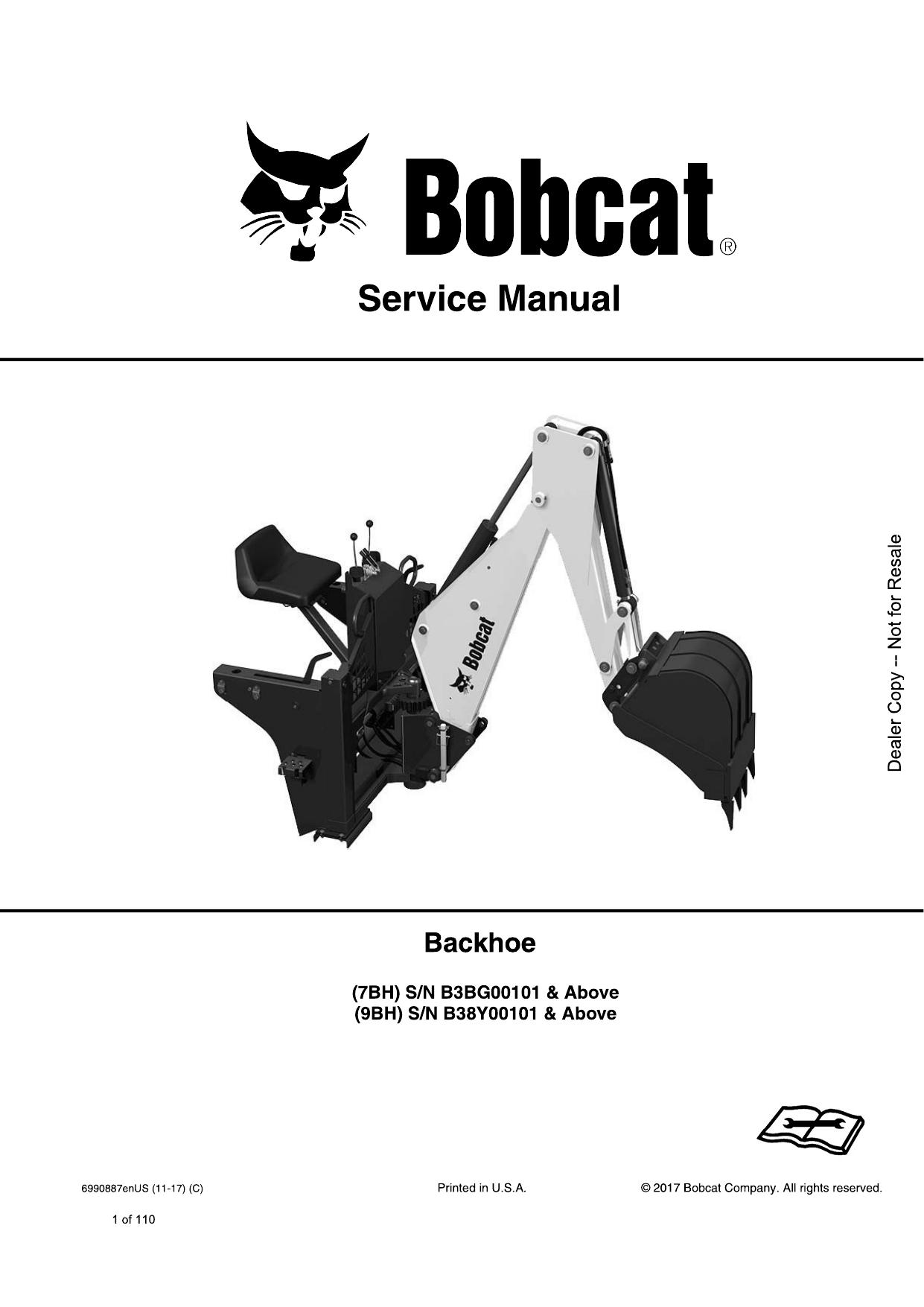 7BH 9BH Backhoe Service Manual Bobcat